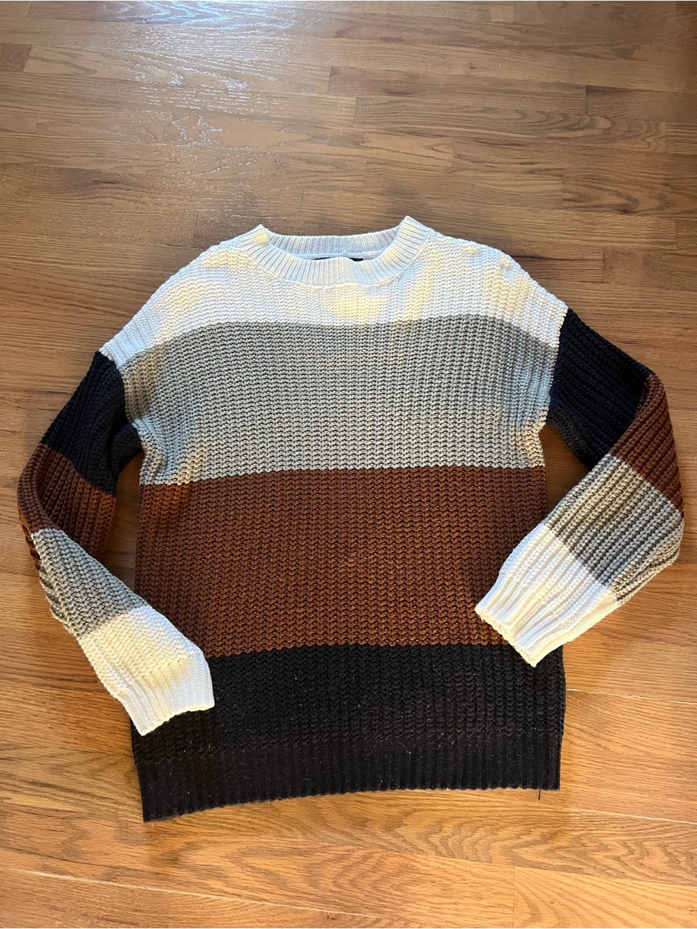 Women’s Striped Knit Sweater - Cream, Gray, Brown, Black